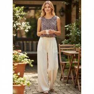 Jones New York Sleeveless Animal Print Blouse Flowy Layer Tank Closet Basic Sz S